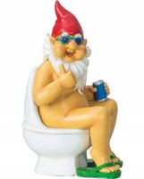 KRASNAL OGRODOWY NAGO W TOALECIE figurka dekoracja