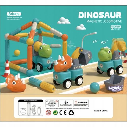Klocki Magnetyczne Dinozaury Konstrukcyjne 84 el. WOOPIE na Arena.pl