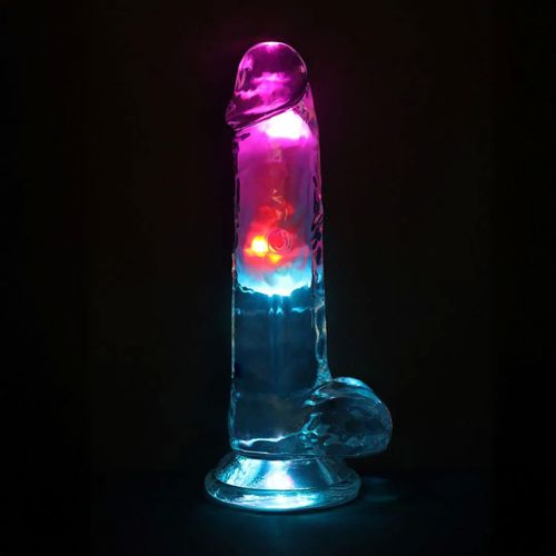 Led Vibrating Straight Cock With Balls - 7" / 18 Cm - Transparent na Arena.pl