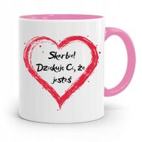Kubek Różowy Dla Dziewczyny Dziękuje Ci Że Jesteś Z Nadrukiem Ze Zdjęciem