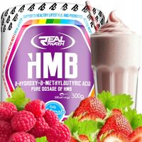 HMB na rzeźbę MIĘŚNIE SIŁA WYTRZYMAŁOŚĆ Real Pharm HMB 300g MALINA TRUSKAWA