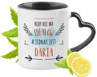 Dla Darii Kubek Czarny Z Uszkiem W Kształcie Serca Na Prezent Z Nadrukiem