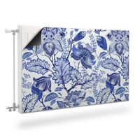 Mata MAGNETYCZNA Na Grzejnik Niebieskie Kwiaty Styl Folklor 80cm x 60cm