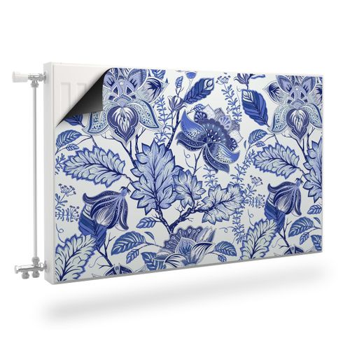 Mata MAGNETYCZNA Na Grzejnik Niebieskie Kwiaty Styl Folklor 80cm x 60cm na Arena.pl