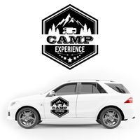 NAKLEJKA NA SAMOCHÓD wodoodporna góry las camp experience KAMPER auto 35 cm