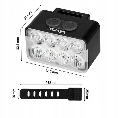 LAMPKA ROWEROWA PRZÓD 8xLED MOCNA JASNA 900LM OŚWIETLENIE ROWER USB-C VAYOX na Arena.pl