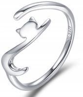 PIERŚCIONEK OTWARTY SREBRNY KOT KOTEK SREBRO 925