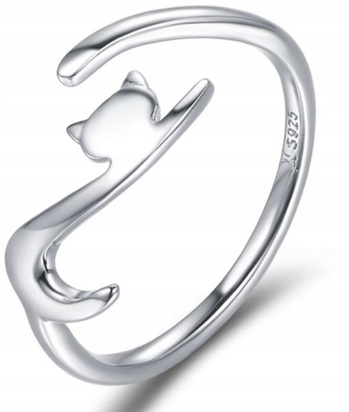 PIERŚCIONEK OTWARTY SREBRNY KOT KOTEK SREBRO 925 zdjęcie 1