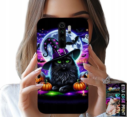 ETUI DO XIAOMI REDMI 9 - CZARNY KOTEK HALLOWEEN SALEM DYNIA WZORY na Arena.pl