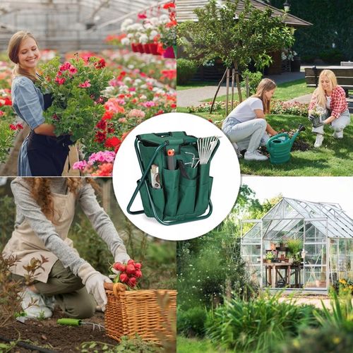 Stołek Składany Taboret Ogrodowy Wędkarski Z Torbą Na Narzędzia na Arena.pl