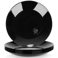 6x Talerz Obiadowy Duży Płytki Płaski na Obiad Czarny Zestaw Talerzy
