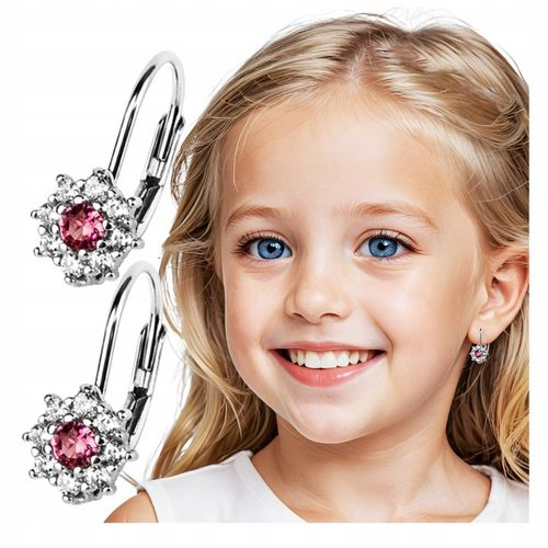 KOLCZYKI SREBRNE DLA DZIEWCZYNKI DZIECI KWIATKI ANGIELSKIE ZAPIĘCIE PREZENT na Arena.pl