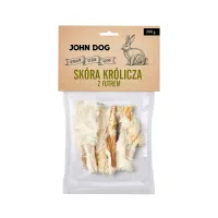 JOHN DOG Naturalny suszony gryzak dla psa skóra królicza z futrem 200 g