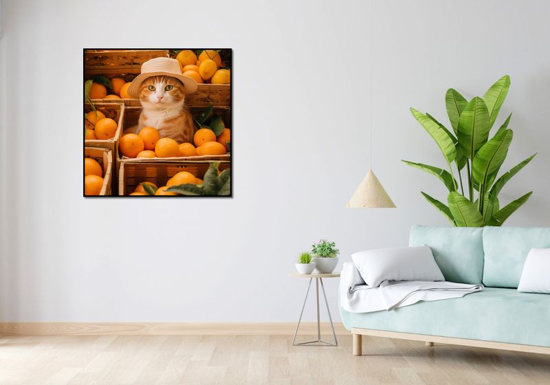 Plakat 90x90cm Kot w Pomarańczach zdjęcie 4