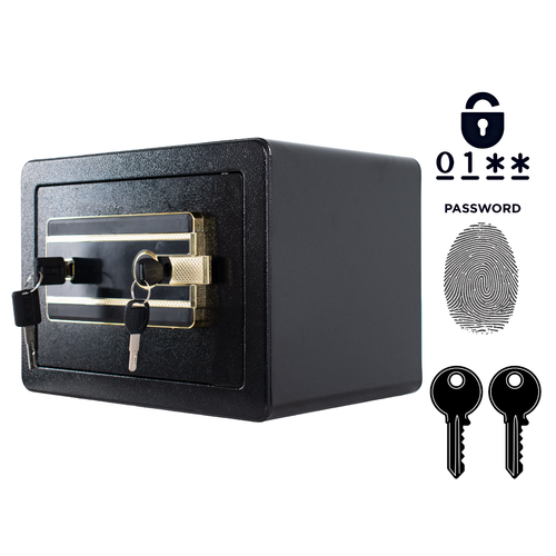 Pancerny Domowy Sejf Biometryczny Na Odcisk Palca 25x35x25 cm Czarny na Arena.pl