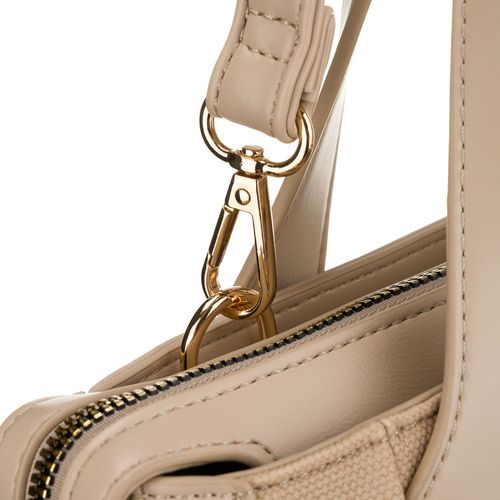 elegancka, beżowa torebka damska wykonana z materiału syntetycznego na Arena.pl