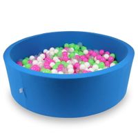 Suchy basen 130x40cm niebieski z piłeczkami 700szt (seledynowe, różowe, białe, przezroczyste)