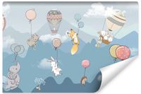 Fototapeta Ścienna Bajkowe Zwierzęta BALONY Chmurki Góry 270cm x 180cm
