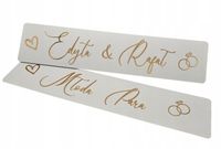 Tablice samochodowe ślubne Młoda Para z IMIONAMI złote lustrzane IMIONA