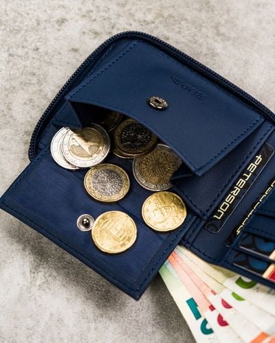 Portfel męski elegancki mały slim wallet Peterson na suwak na karty RFID na Arena.pl