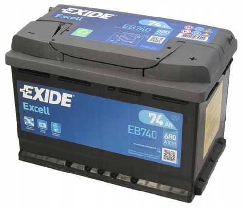 AKUMULATOR SAMOCHODOWY EXIDE EXCELL 74AH 680A EB740 PRAWY+ na Arena.pl