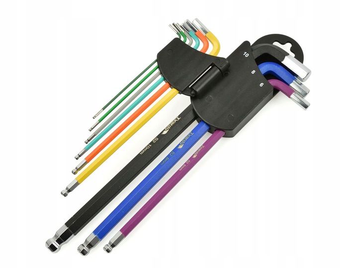 TVARDY ZESTAW KLUCZE IMBUSOWE IMBUSY DŁUGIE HEX 1.5-10mm 9sztuk KOLOR zdjęcie 6