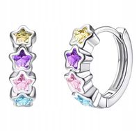 SREBRNE KOLCZYKI gwiazdy kółka DLA DZIEWCZYNKI STAL CHIRURGICZNA 316L