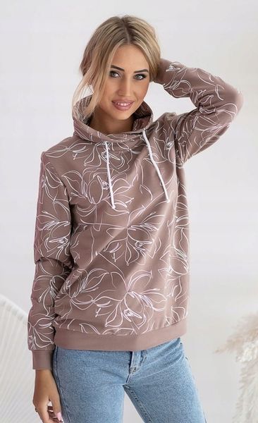BLUZA DRESOWA DAMSKA BAWEŁNIANA Z KOMINEM W PRINT KWIATY KOLORY ROZMIARY zdjęcie 5