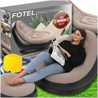 LEŻAK OGRODOWY FOTEL DMUCHANY NA PLAŻĘ OGRÓD Z PODNÓŻKIEM PUFĄ + POMPKA