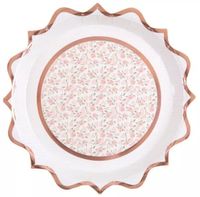 Talerzyki papierowe Baletnica białe rose gold, 23 cm 10 szt.
