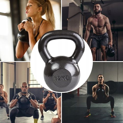 KETTLEBELL ODWAŻNIK DO ĆWICZEŃ KETTLE HANTLA HANTEL ŻELIWNY FITNESS 12KG na Arena.pl
