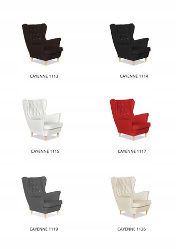 Fotel Uszak eko skóra Gaja Skandynawski Family meble beżowy kremowy na Arena.pl