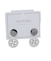 Xuping - kolczyki strzałki w kółeczku cyrkonie chirurgiczna kolor srebrny
