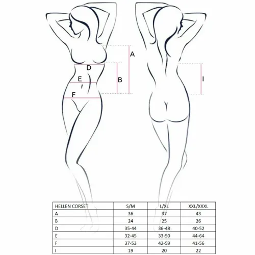 passion hellen gorset damski czarny l/xl z ozdobnymi stringami na Arena.pl