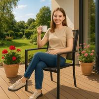 2 x KRZESŁO OGRODOWE balkonowe balkon taras komplet zestaw stal nowoczesne