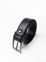 klasyczny, gładki pasek męski z tradycyjną srebrną klamrą -  rovicky 115