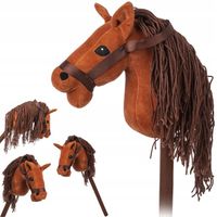 GŁOWA KONIA NA KIJU HOBBY HORSE DŹWIĘK PLUSZOWY brązowa