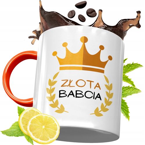 Kubek Pomarańczowy Dla Babci Dzień Babci Prezent Z Nadrukiem Ze Zdjęciem na Arena.pl