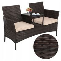 SOFA OGRODOWA DWUOSOBOWA TECHNORATTAN NA BALKON TARAS OGRÓD ŁAWKA STOLIK