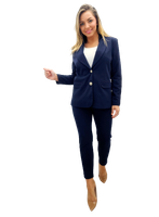 ELEGANCKI TALIOWANY GARNITUR DAMSKI NA PODSZEWCE 48 GRANAT