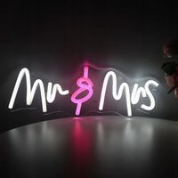 Mini Biały Różowy Neon LED Pan I Pani WYPRZEDAŻ