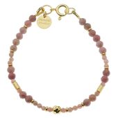 Bransoletka - Rodochrozyt fasetowane kulki i srebro złocone 17 cm