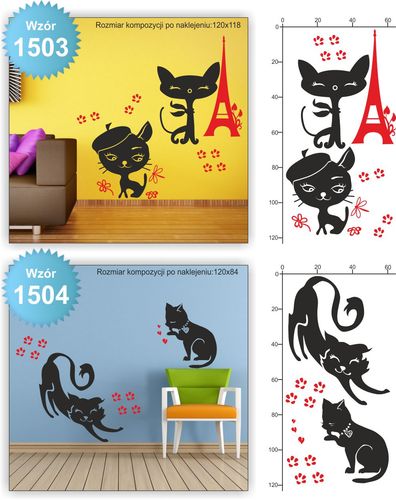 NAKLEJKI na ścianę KOTY KOT KOTKI naklejki 100cm na Arena.pl