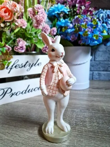 FIGURKA WIELKANOCNY PAN ZAJĄC KRÓLIK model XVI róż zdjęcie 5