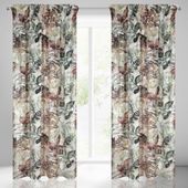 Zasłona gotowa na taśmie ARINA 140x270 biała srebrna motyw botaniczny