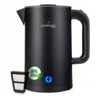 CZAJNIK ELEKTRYCZNY BEZPRZEWODOWY STALOWE WNĘTRZE 2200W CZARNY DUŻY 1,7L