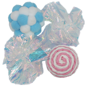 Zabawka dla kota cztery piłki pluszowe, sznurkowe i szeleszczące