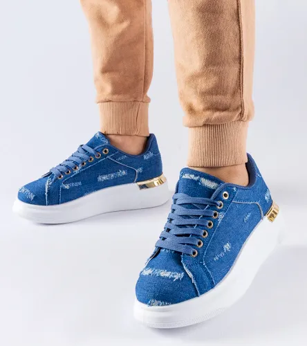 Niebieskie sneakersy na platformie Ossona 38 na Arena.pl