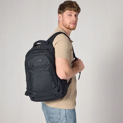 Plecak męski do pracy na laptopa szkolny młodzieżowy pojemny czarny na Arena.pl