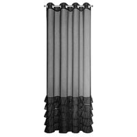 Firana na przelotkach z falbankami DANI 140X250 szara+czarna